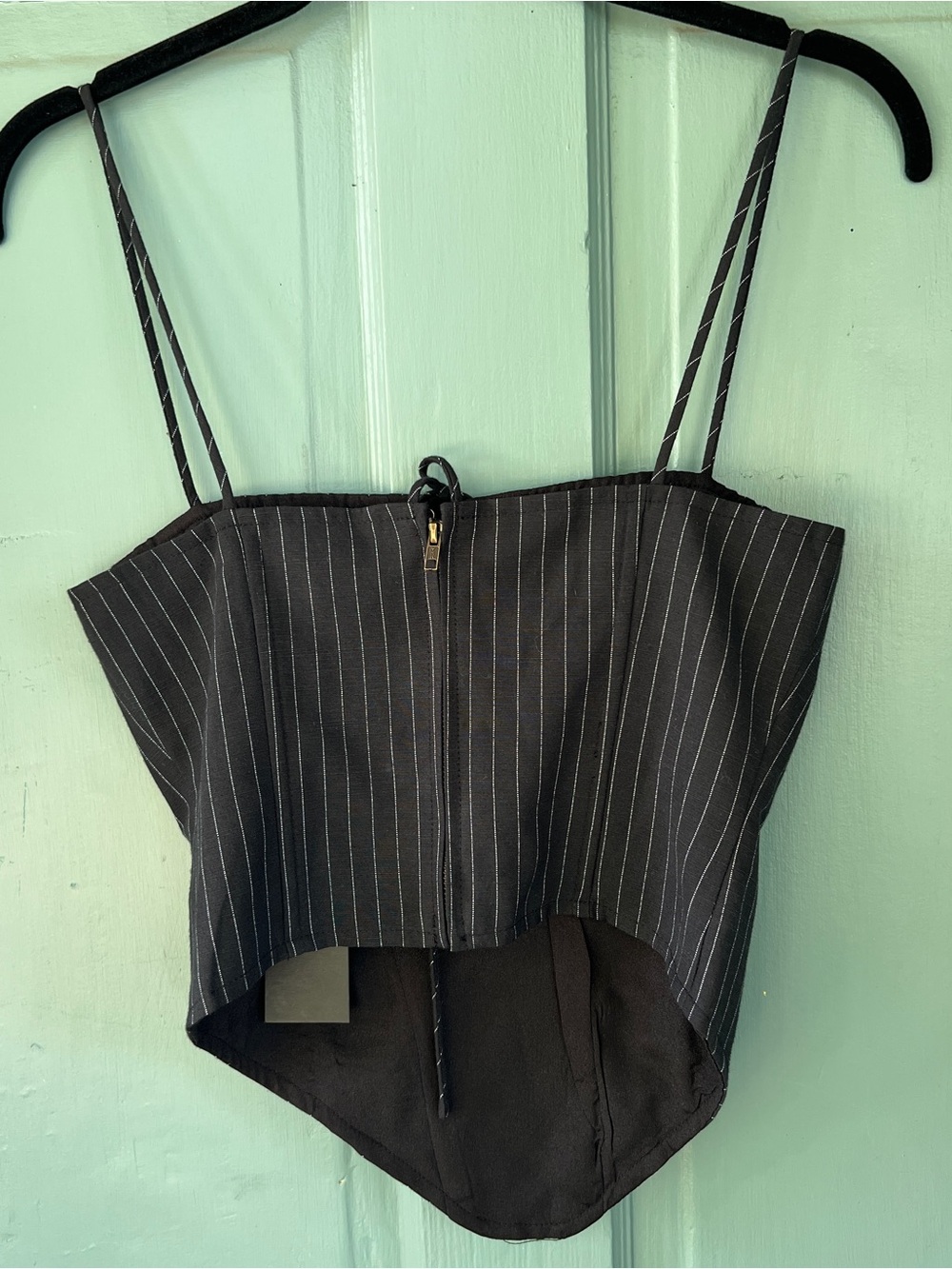 NWT New Lioness La Quinta corset black onyx pinstripe XS Shopbop revolve - Picture 3 of 16